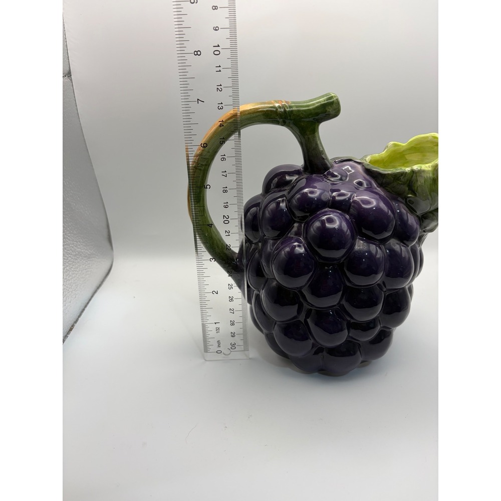 Vintage 1981 The Haldon Group Ceramic Grape Cluster Pitcher Purple Figural Vase - Picture 7 of 8